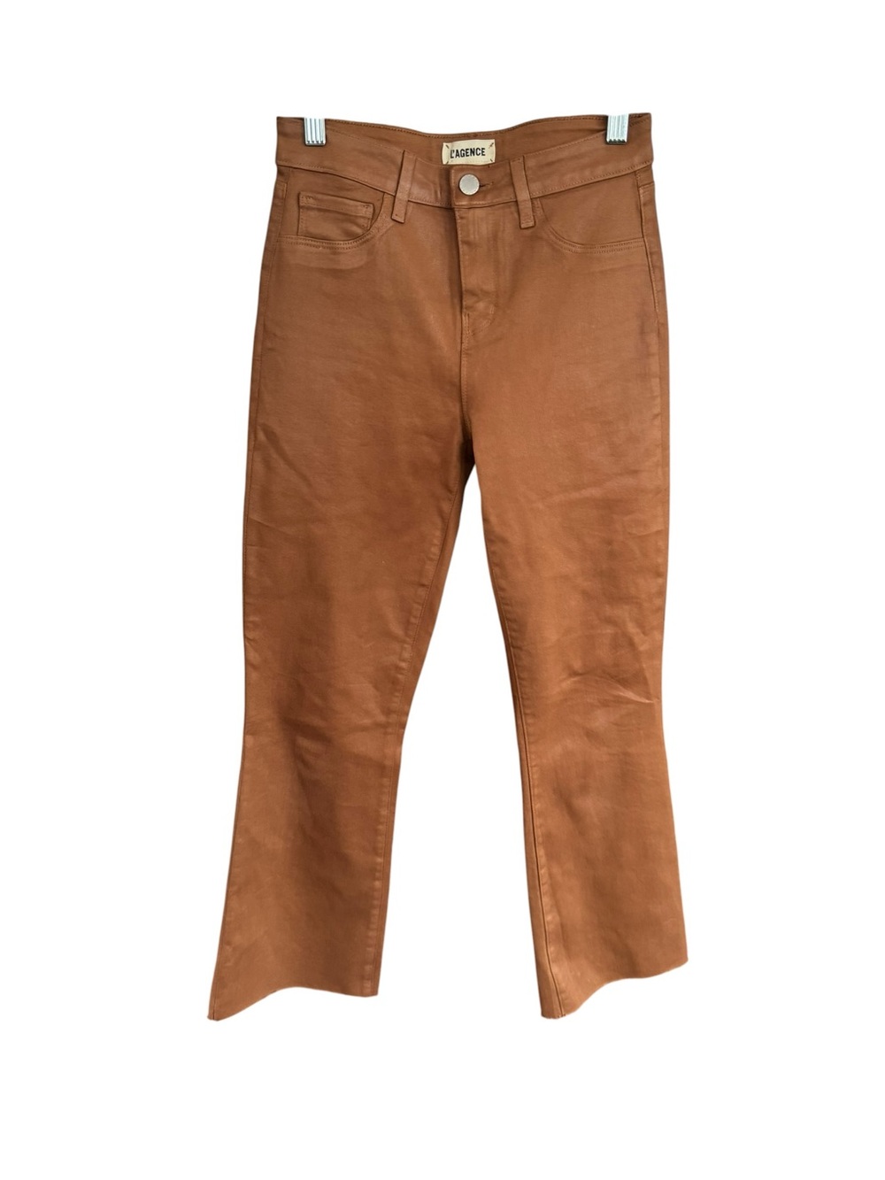 L'Agence Coated Kendra Cappuccino Waxed Kick Flare Jean 24